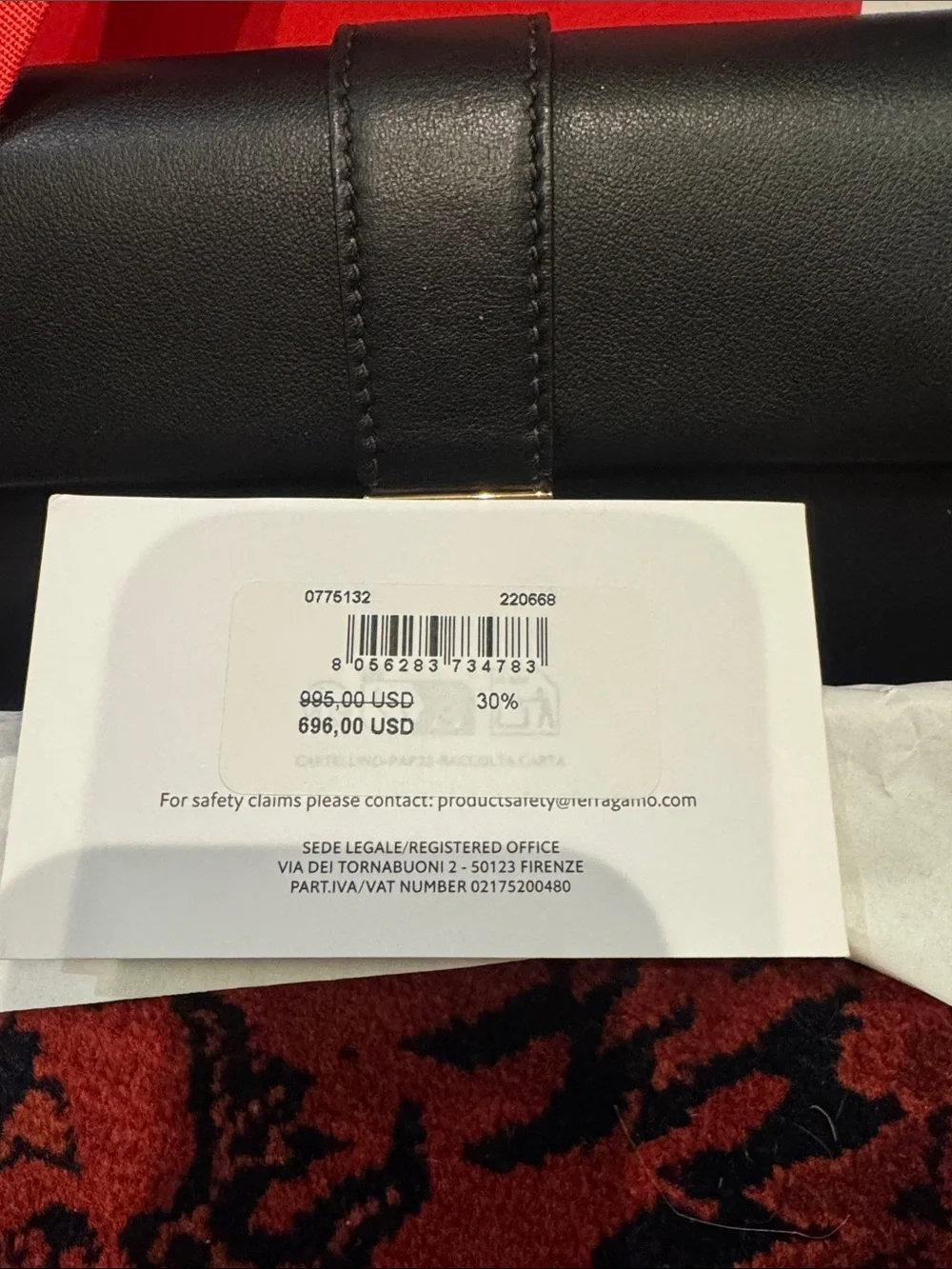 Salvatore Ferragamo Black Leather Wallet with Gold-Tone Clasp